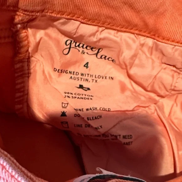Grace & Lace Vibrant Coral Jean Shorts - Picture 7 of 8